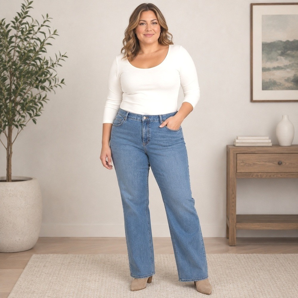 Lauren Ralph Lauren Jeans 14 High Rise Straight Leg Medium Wash Classic Blue